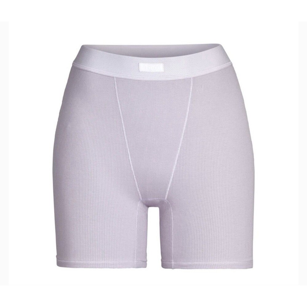 Skims Boyfriend Lavender Logo Stretch Pull On Boxer Shorts Women’s Size XS